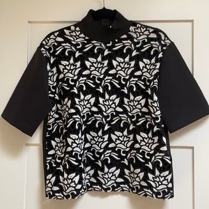 Sandro Lace Black and White Mock Neck Size 3/L